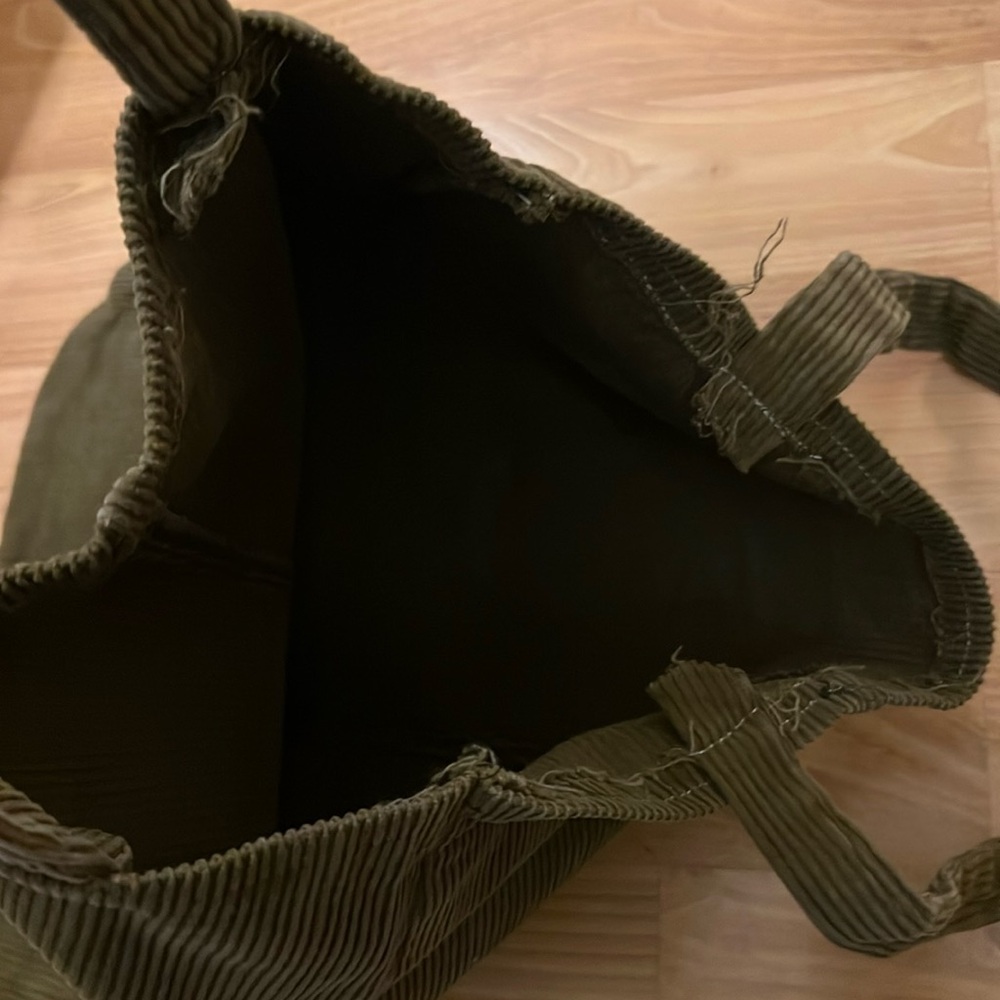✌️Hunter dark Green handmade Corduroy Shoulder tote Bag 13"x15" - Picture 5 of 5